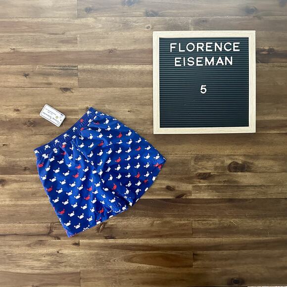 NWT Florence Eiseman Navy Blue Red Crab Print Swim Trunks Beach Preppy Classic 5 - Picture 1 of 7